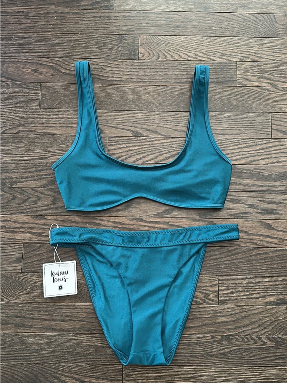 Kulani Kinis Teal Scoop Bikini Set
